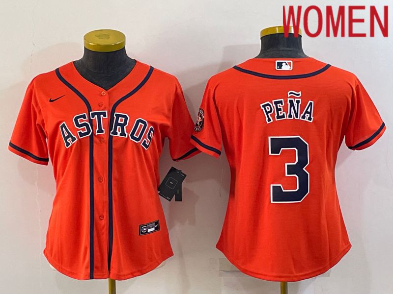 Women Houston Astros #3 Pena Orange Game Nike 2022 MLB Jersey